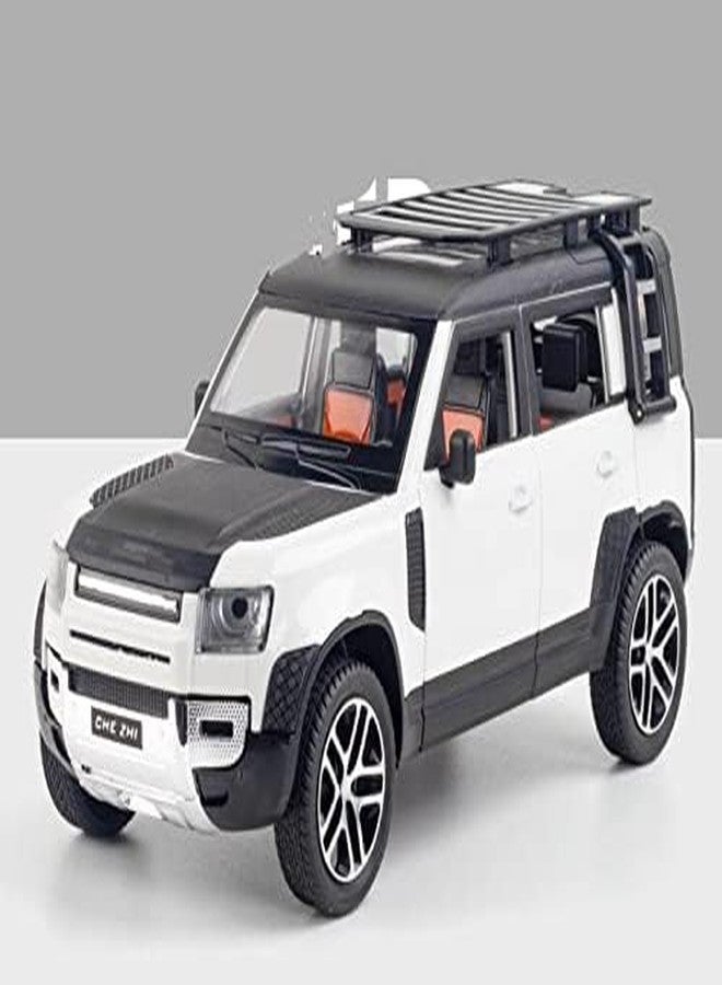 KENIRY Exclusive Alloy Metal Pull Back Die-cast Car Scale Model with Sound Light Mini Auto Toy for Kids Metal Model Toy Car with Sound and Light (1.24 Scale-Defender -White) - Image 4
